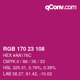 カラーコード: RGB 170 23 108 | qconv.com
