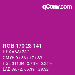 Color code: RGB 170 23 141 | qconv.com