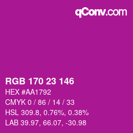 カラーコード: RGB 170 23 146 | qconv.com