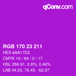 Color code: RGB 170 23 211 | qconv.com