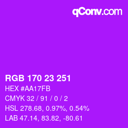 Color code: RGB 170 23 251 | qconv.com