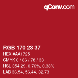 Color code: RGB 170 23 37 | qconv.com