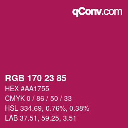Color code: RGB 170 23 85 | qconv.com
