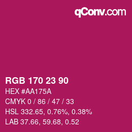 カラーコード: RGB 170 23 90 | qconv.com