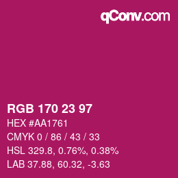 Color code: RGB 170 23 97 | qconv.com