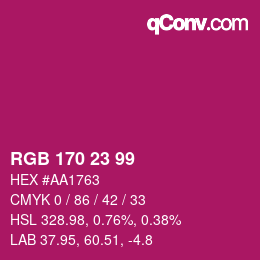 Color code: RGB 170 23 99 | qconv.com