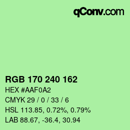 Color code: RGB 170 240 162 | qconv.com