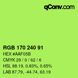 Color code: RGB 170 240 91 | qconv.com