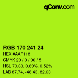 カラーコード: RGB 170 241 24 | qconv.com
