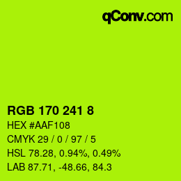 Color code: RGB 170 241 8 | qconv.com