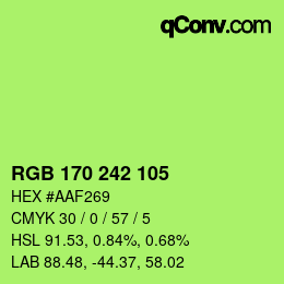 颜色代码: RGB 170 242 105 | qconv.com