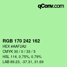Color code: RGB 170 242 162 | qconv.com