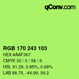 Color code: RGB 170 243 103 | qconv.com