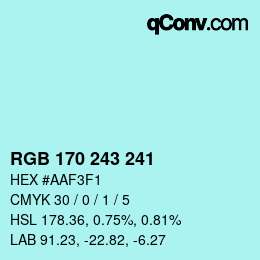 Color code: RGB 170 243 241 | qconv.com