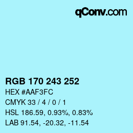 Farbcode: RGB 170 243 252 | qconv.com