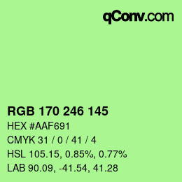 Color code: RGB 170 246 145 | qconv.com