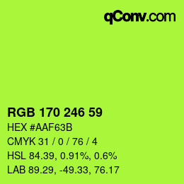 Color code: RGB 170 246 59 | qconv.com