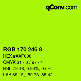 Color code: RGB 170 246 8 | qconv.com
