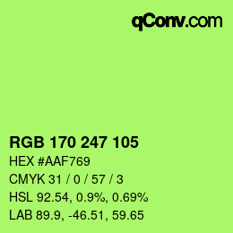 Farbcode: RGB 170 247 105 | qconv.com