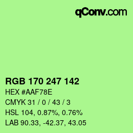 Color code: RGB 170 247 142 | qconv.com