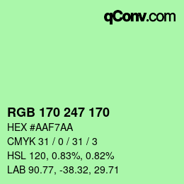 Color code: RGB 170 247 170 | qconv.com