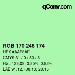 Color code: RGB 170 248 174 | qconv.com