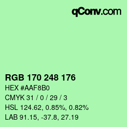 Color code: RGB 170 248 176 | qconv.com