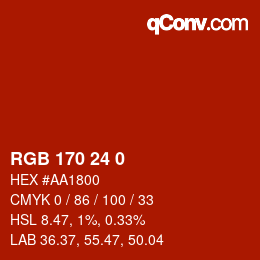 カラーコード: RGB 170 24 0 | qconv.com