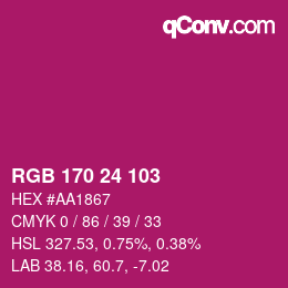 カラーコード: RGB 170 24 103 | qconv.com