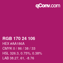 Color code: RGB 170 24 106 | qconv.com