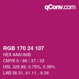 カラーコード: RGB 170 24 107 | qconv.com