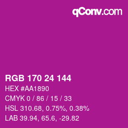 颜色代码: RGB 170 24 144 | qconv.com