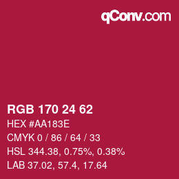 Color code: RGB 170 24 62 | qconv.com