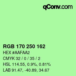 Color code: RGB 170 250 162 | qconv.com