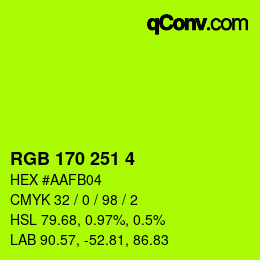 Color code: RGB 170 251 4 | qconv.com