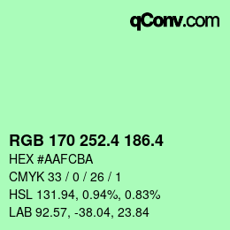 カラーコード: RGB 170 252.4 186.4 | qconv.com