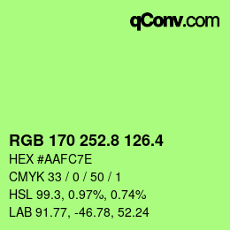 カラーコード: RGB 170 252.8 126.4 | qconv.com