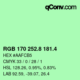 カラーコード: RGB 170 252.8 181.4 | qconv.com