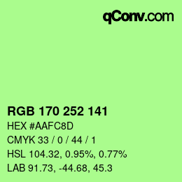 Color code: RGB 170 252 141 | qconv.com