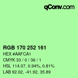 Código de color: RGB 170 252 161 | qconv.com