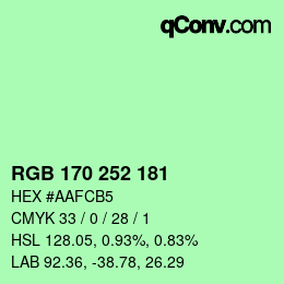 Color code: RGB 170 252 181 | qconv.com