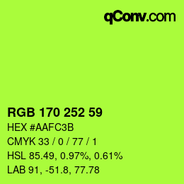 Color code: RGB 170 252 59 | qconv.com