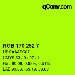 カラーコード: RGB 170 252 7 | qconv.com