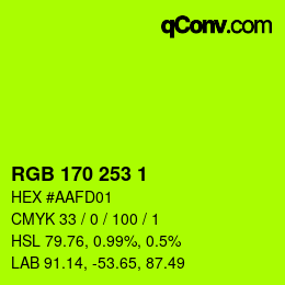 Color code: RGB 170 253 1 | qconv.com