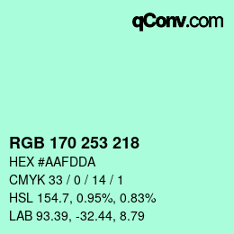Color code: RGB 170 253 218 | qconv.com