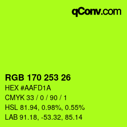 カラーコード: RGB 170 253 26 | qconv.com