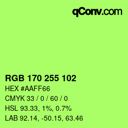 Color code: RGB 170 255 102 | qconv.com