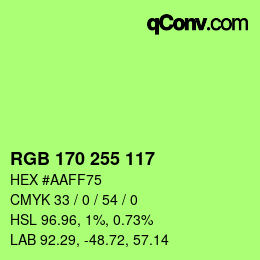 Color code: RGB 170 255 117 | qconv.com