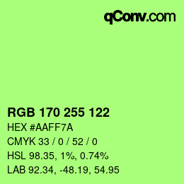 Color code: RGB 170 255 122 | qconv.com