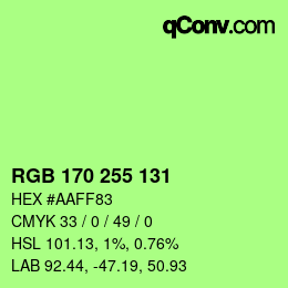 Color code: RGB 170 255 131 | qconv.com